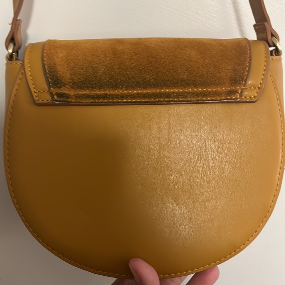 Zara Suede Bag Gold Ring Chloe Bag Carmel Tan Leather Suede Satchel Crossbody - Picture 5 of 7